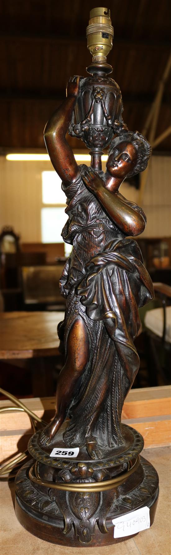 Bronze French figural lamp